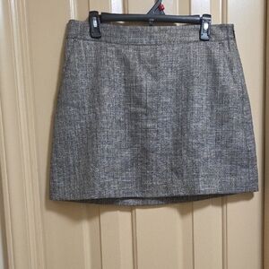 Express Gray Tweed Mini Skirt Gold Thread Detail High Rise Size 10 Elegant